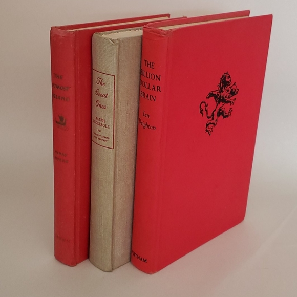 Red Hardcover book lot for shelf decor - Picture 3 of 4